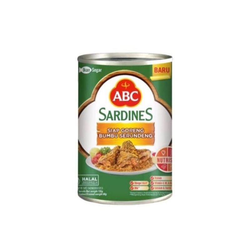 

Abc Sardines Siap Goreng Bumbu Serundeng Kaleng 155Gr