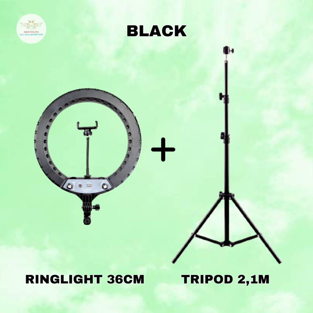 RINGLIGHT 36 INCHI VLOGER VIDEO RIAS PENGANTIN 46CM PAKET LENGKAP DENGAN TRIPOD DAN TAS TERMURAH