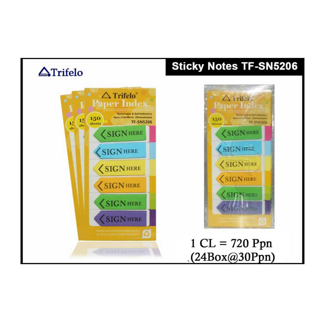 

sign here merek trifello bahan kertas isi 150 tempel kode sn 5206 penanda stick note