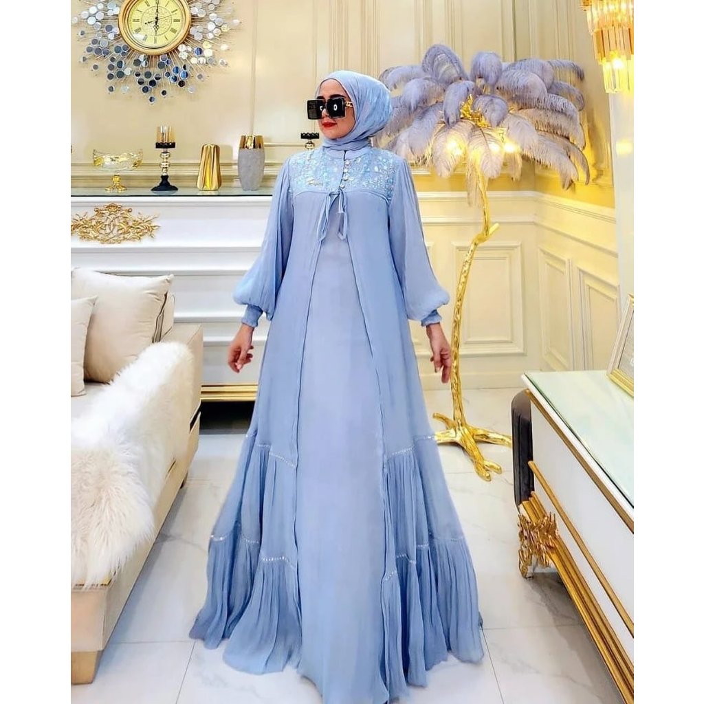 Gamis Terbaru Safitri Dress WD M L XL XXL Bahan Shimmer Payet Baju Gamis Wanita Terbaru Jumbo Import