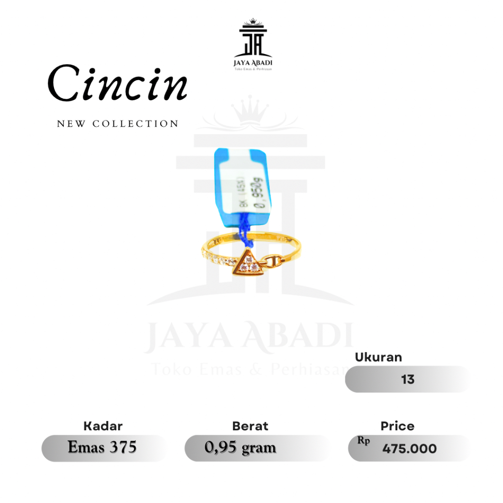 Cincin fashion emas 375 permata putih