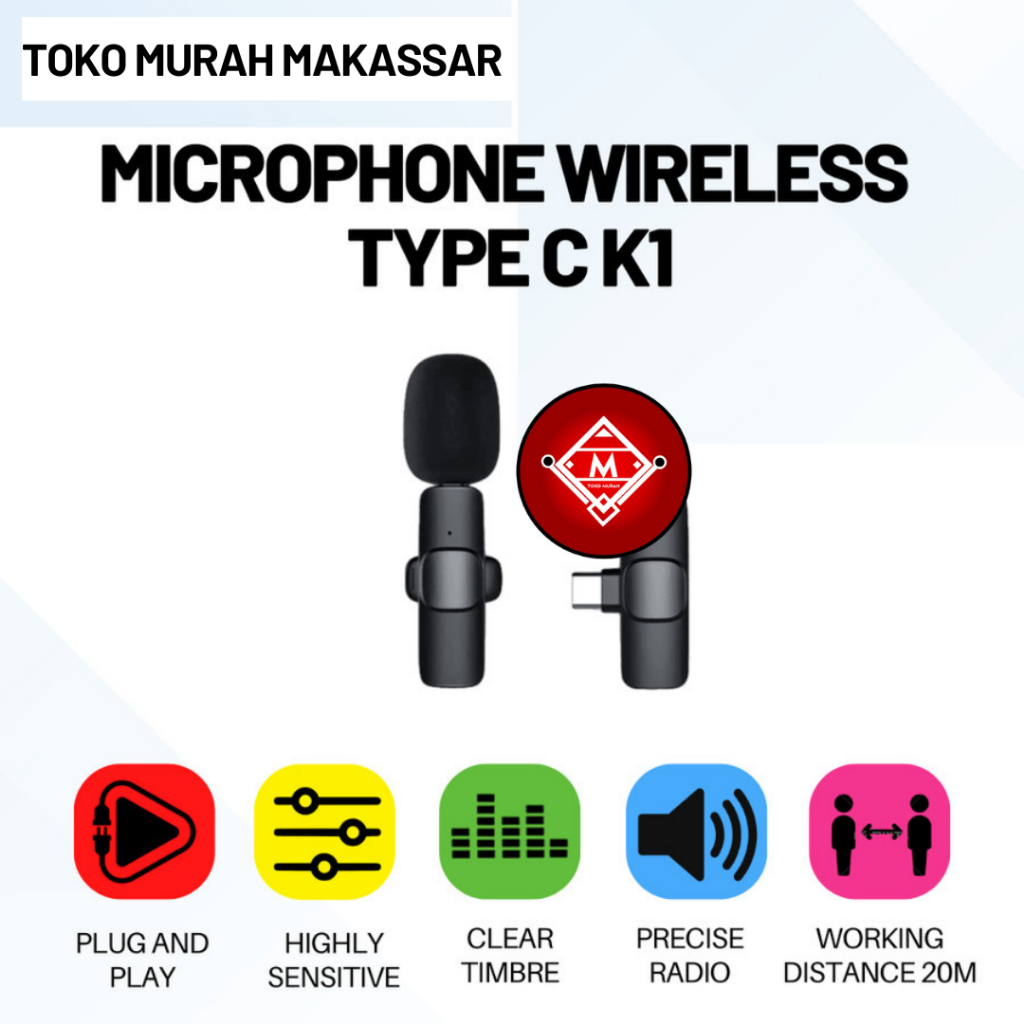 MICROPHONE WIRELESS TYPE C K1 LIVE STREAMING VLOGGING MIC HP / SPRO-MIC4