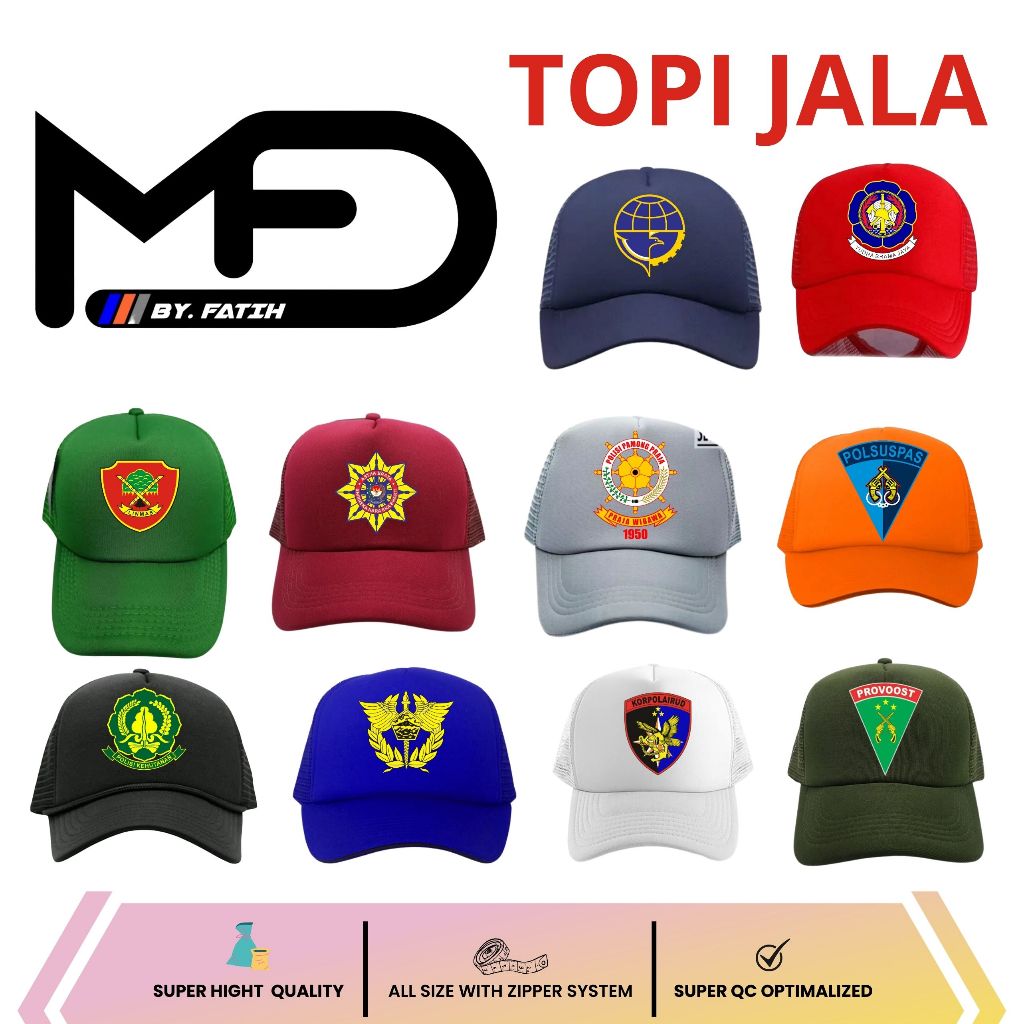 MFD Topi Trucker Topi Pemadam DISHUB LINMAS SATPOL IPDN POLSUSPAS POLAIRUD PROVOST POLHUT BEACUKAI