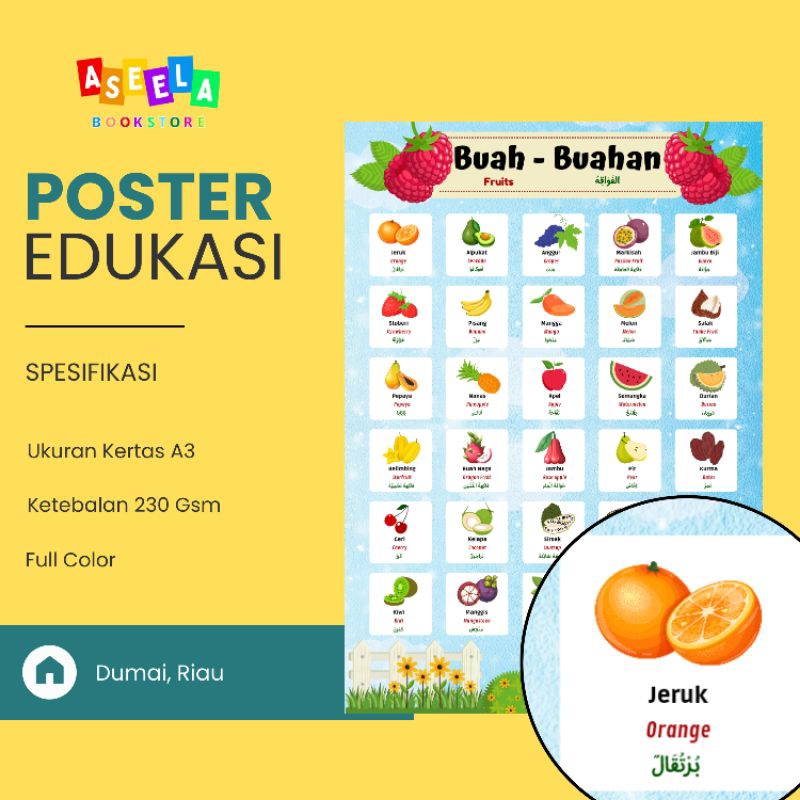 

Poster Buah Buahan Arab Inggris Indonesia