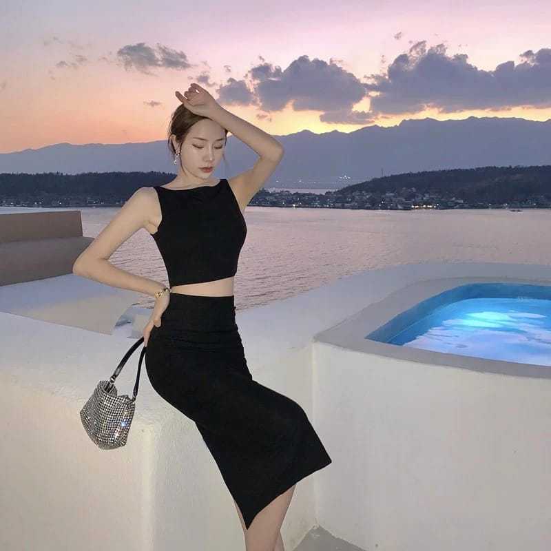 𝐑𝐄𝐀𝐃𝐘 𝐒𝐓𝐎𝐂𝐊 𝐒𝐀𝐅 - SEOUL korean summer set woman / setelan top atasan rok set wanita beachwear bali /