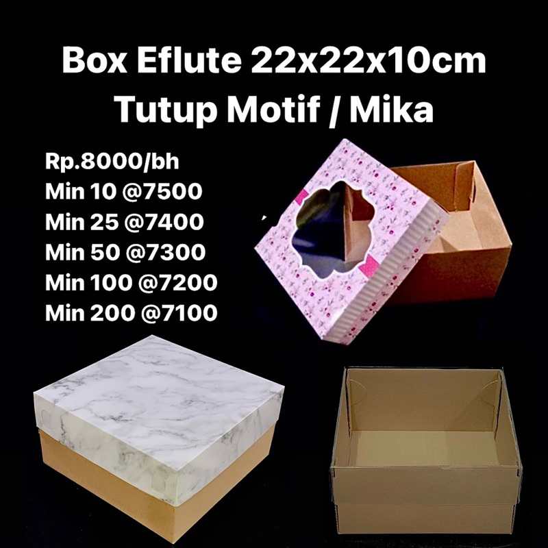 Box Eflute 22x22x10cm Tutup Motif / Mika