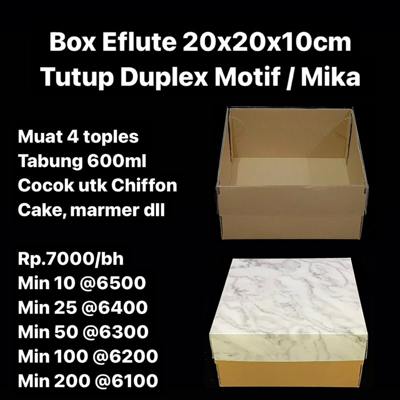 

Box Eflute 20x20x10cm Tutup Motif / Mika