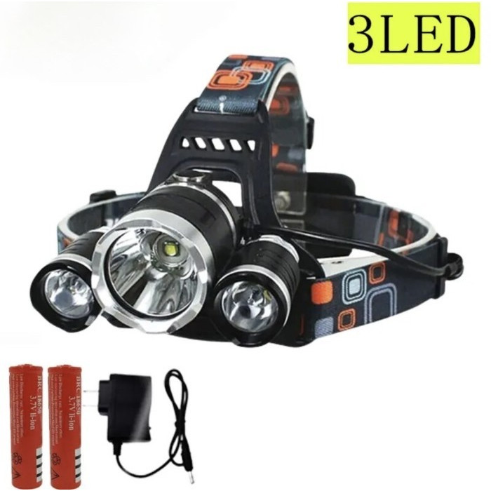 senter kepala t6 2 batu / headlamp dua baterai led t6