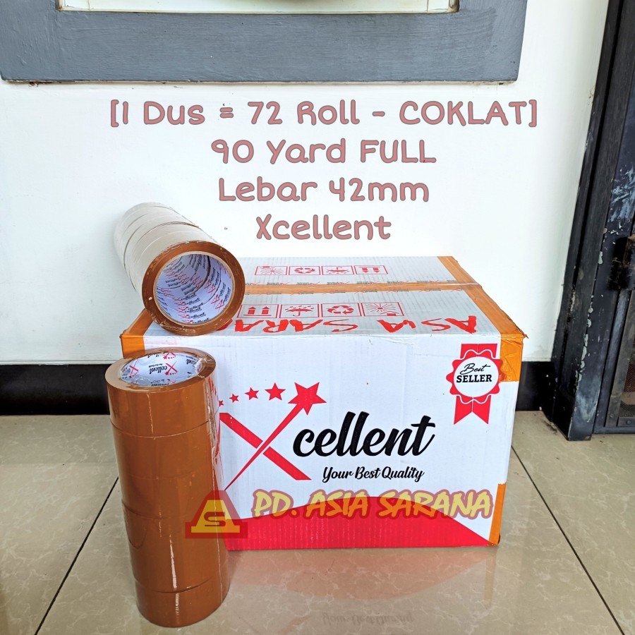 

[DUS COKLAT] Lakban 90y x 45mm Xcellent Yard Cokelat Isolasi Packing