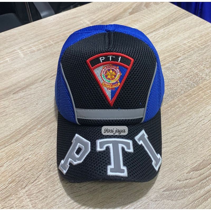 Topi PTI satpol pp model rusuk, logo Bordir
