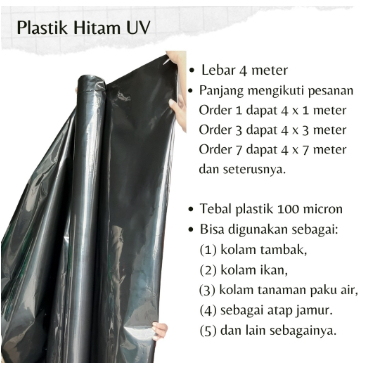 Plastik UV Hitam 100 micron Lebar 4 Meter Untuk Tambak