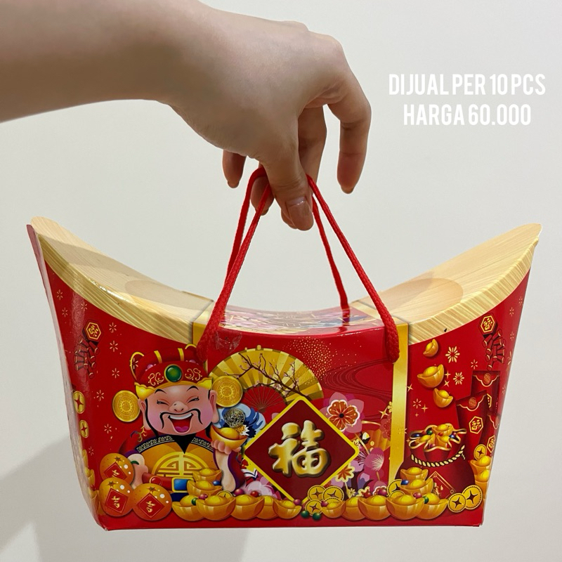 

(10PCS) Box Imlek Tahun Baru Packaging Kardus Kotak Cookies Dus Toples Kue Kering Gift Surprise Kemasan CNY Lebaran Ulang Tahun Hampers