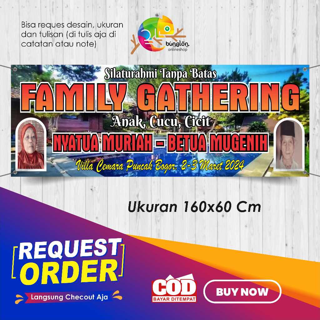 Spanduk Banner 160x60 Familly Gathering Keluarga Custom Desain