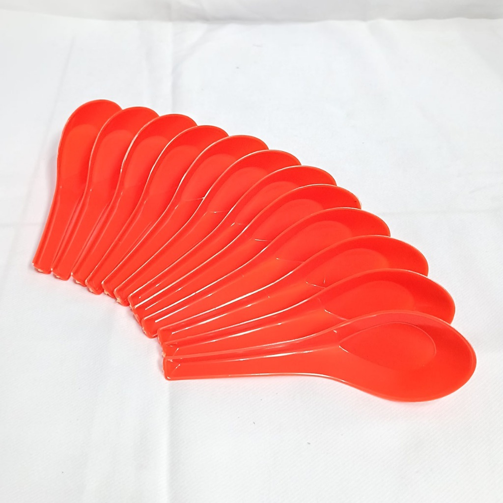 1 lusin sendok bebek plastik rainbow tebal