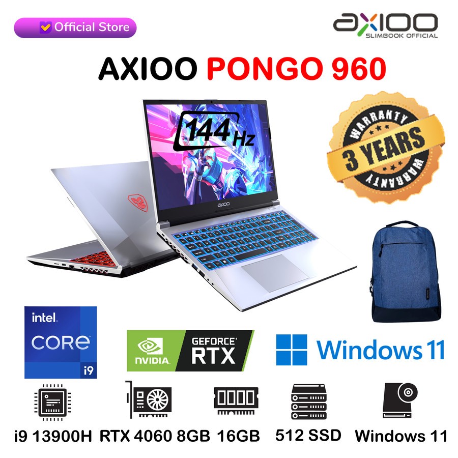 LAPTOP AXIOO PONGO 960 | i9 13900H 16GB 512 SSD RTX 4060 8GB 144Hz