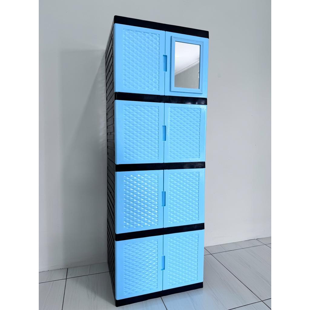 LEMARI PAKAIAN 4 SUSUN KACA ELCO | kaca atas kecil READY