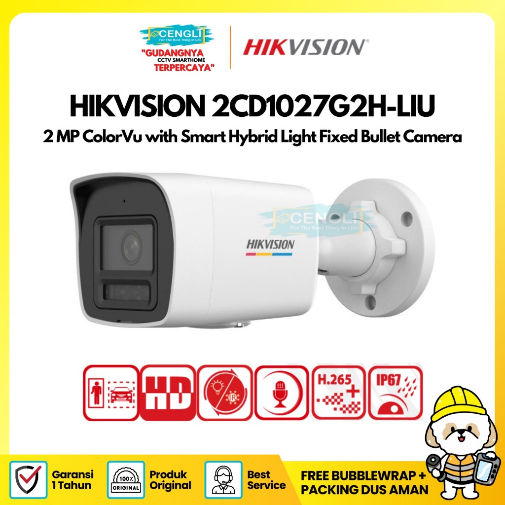Chicorashop1 Ipcam Hikvision Ds-2Cd1027G2H-Liu 2Mp Outdoor Colorvu Lite
