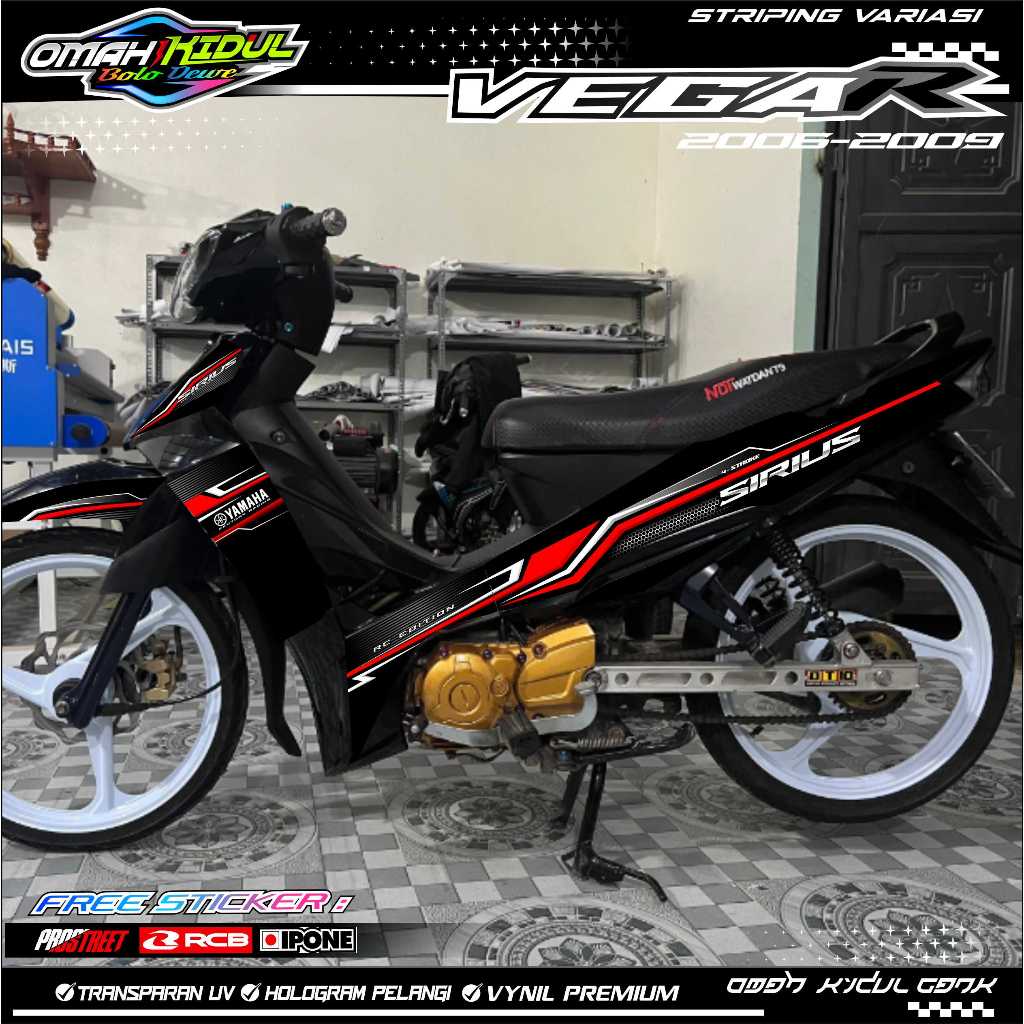 STRIPING VARIASI YAMAHA VEGA R NEW 2006-2009 SIRIUS EDITION / STICKER LIST VARIASI MOTOR VEGA R NEW