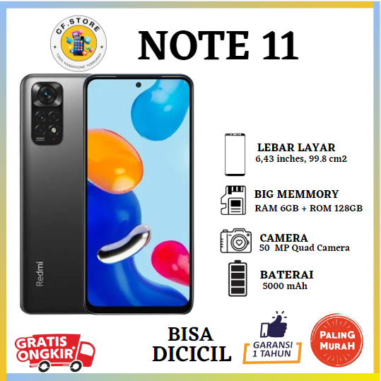 SmartPhone Note 11 Ram 6/128GB Fullset Bergaransi Toko 12 Bulan