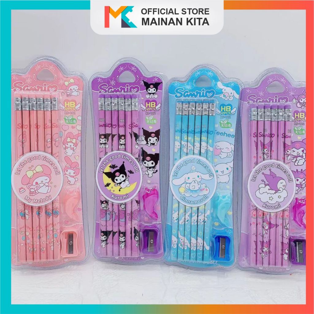 

MK612 12 pcs Pensil Sanrio Anak dengan Serutan Alat Tulis