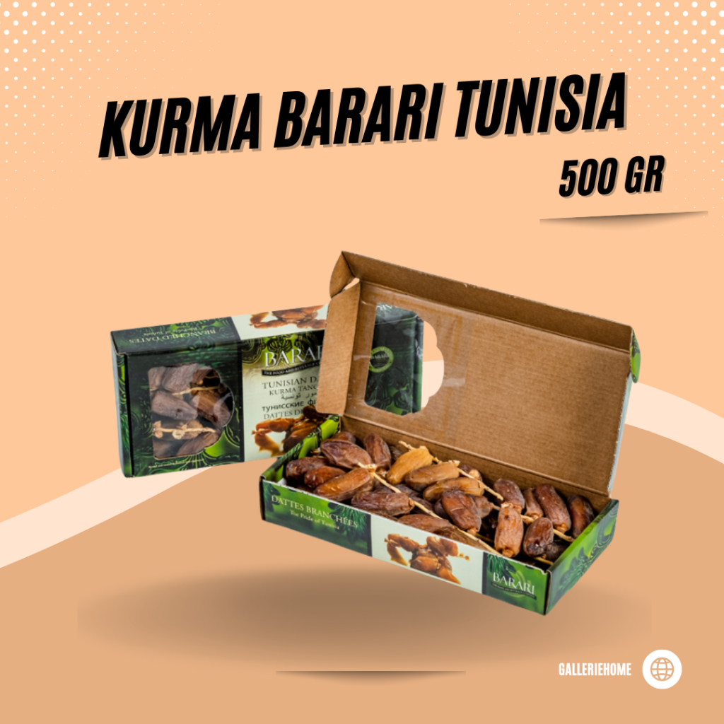 

Kurma Barari Tunisia Deglet Nour Branched (Tangkai) 500 gram Tunisia