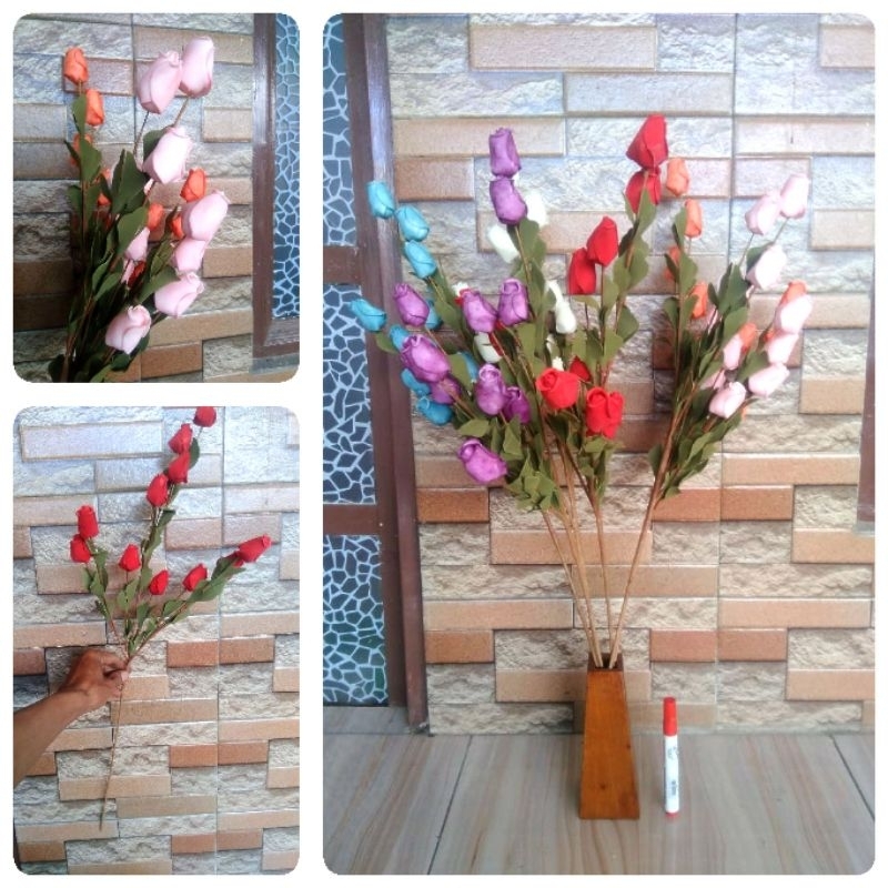 Matahari sakura mawar tangkai panjang bunga hias artificial imitasi palsu plastik