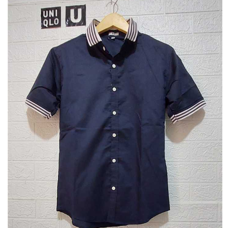 kemeja pria lengan pendek uniqlo/kemeja pria krah/kemeja pria dewasa/kemeja lengan pendek