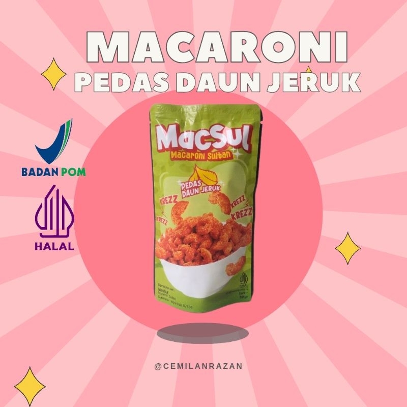 

Macaroni Sultan rasa pedas daun jeruk cemilan kekinian