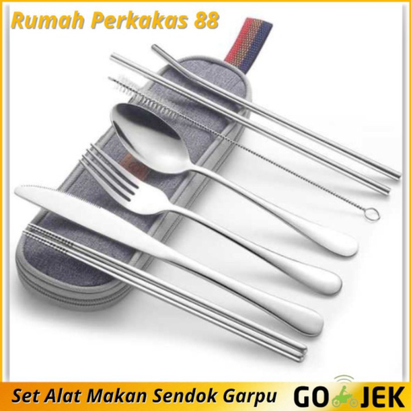 

Dijual Set Alat Makan Sumpit Pisau Sendok Garpu Sedotan Mudah Dibawah - Hitam Murah