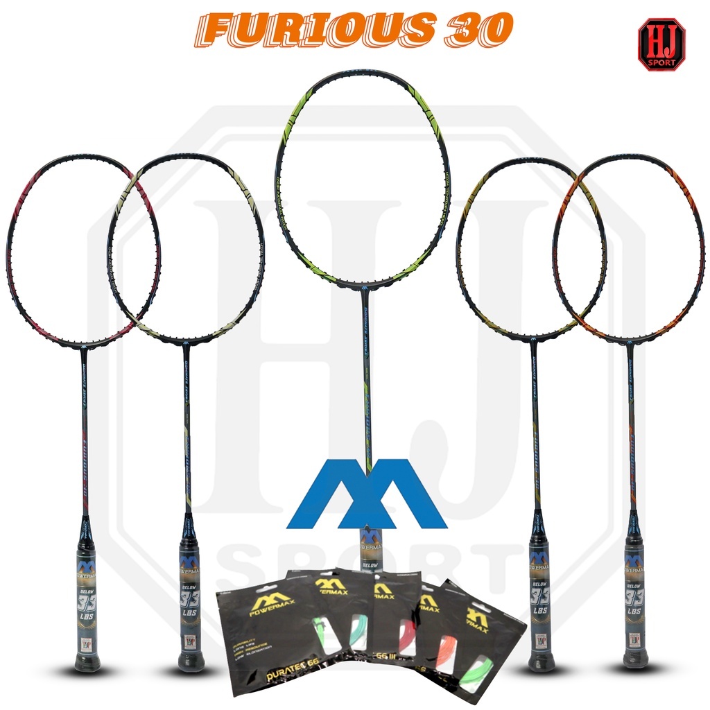 Raket Powermax FURIOUS 30 Frame Bergelombang TENSION 33LBS ORIGINAL