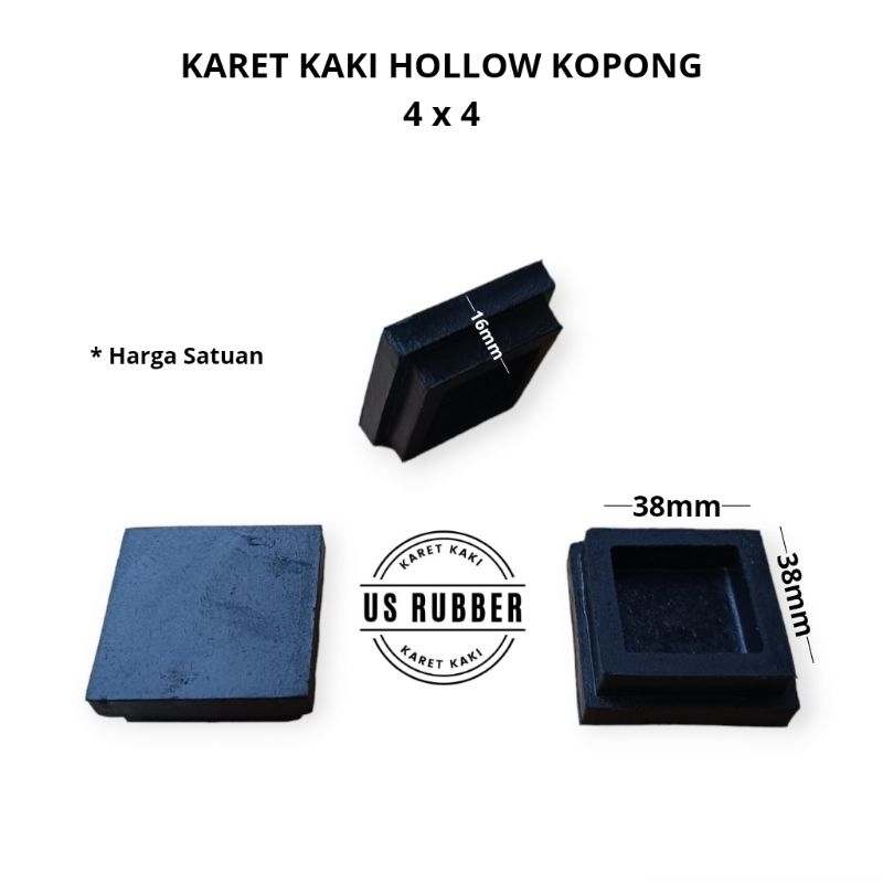 Karet Kaki Hollow 4x4 Kopong Karet Kaki Meja Karet Kaki Kursi Karet Kaki Rak Karet Kaki Besi Kotak K