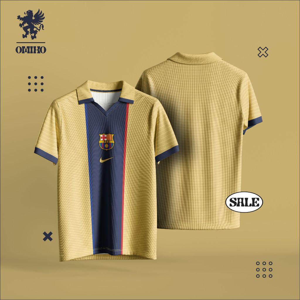 Jersey Retro Barcelona 2001 AWAY (Free Design Satuan)