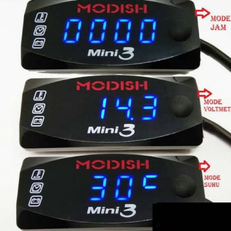 VOLTMETER AKI 3in1 JAM SUHU VOLT METER AKI MOTOR UNIVERSAL HONDA YAMAHA SUZUKI NMAX PCX AEROX SCOOPY