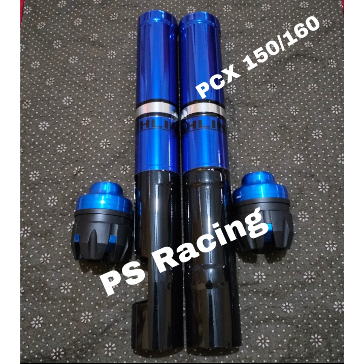 COVER SHOCK DEPAN PCX 150/160 + JALU AS DEPAN SARUNG SHOCK OHLIN PCX VARIASI PCX-BIRU