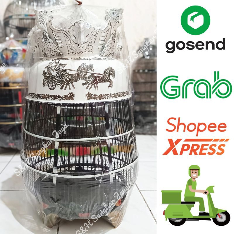 Sangkar Perkutut Fiber Model Kembung Kates Mahkota Mayangkara Merak Motif Kereta