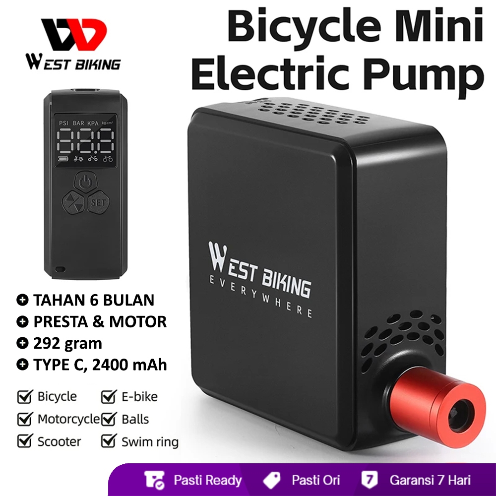 Pompa Sepeda Elektrik Presta/Motor Pompa Sepeda Mini West Biking Pompa Ban Elektrik Pompa Sepeda
