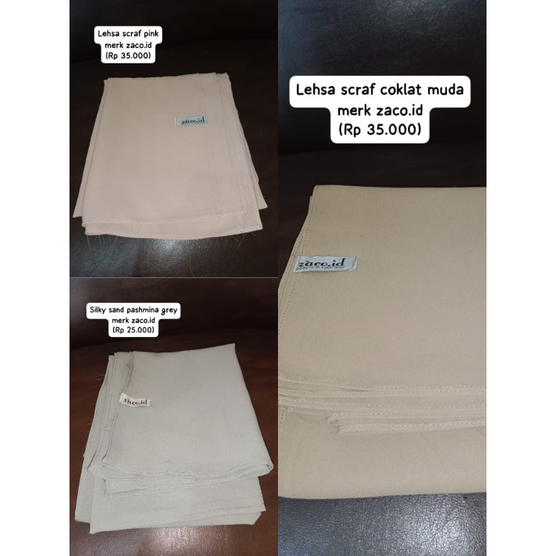 PASHMINA ZACO PREMIUM CERRUTY PRELOVED | LEHSA SCRAF | SILKY SAND PASHMINA | by zaco.id