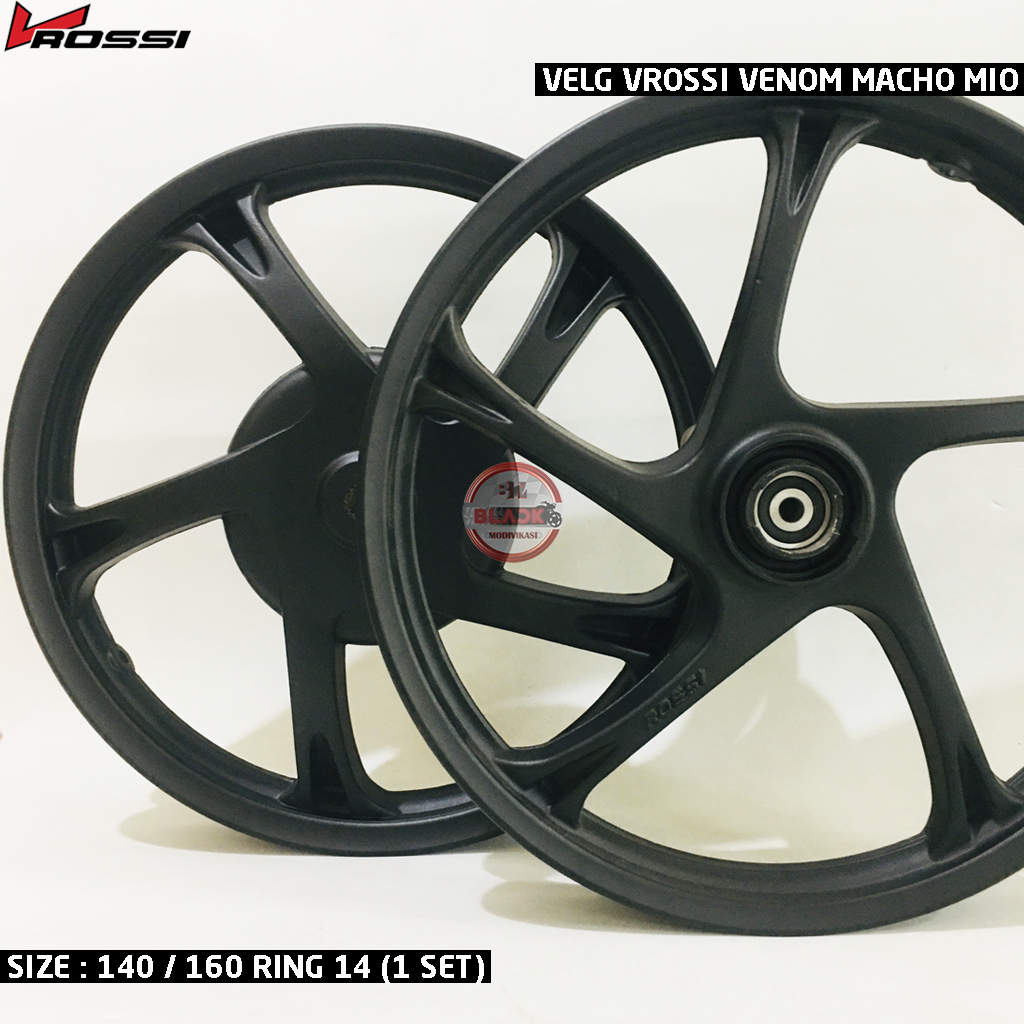 Velg V Rossi Venom Macho Mio 1 Set Depan Belakang UK 140 / 160 Ring 14 Motor Matic Mio Smile Sporty