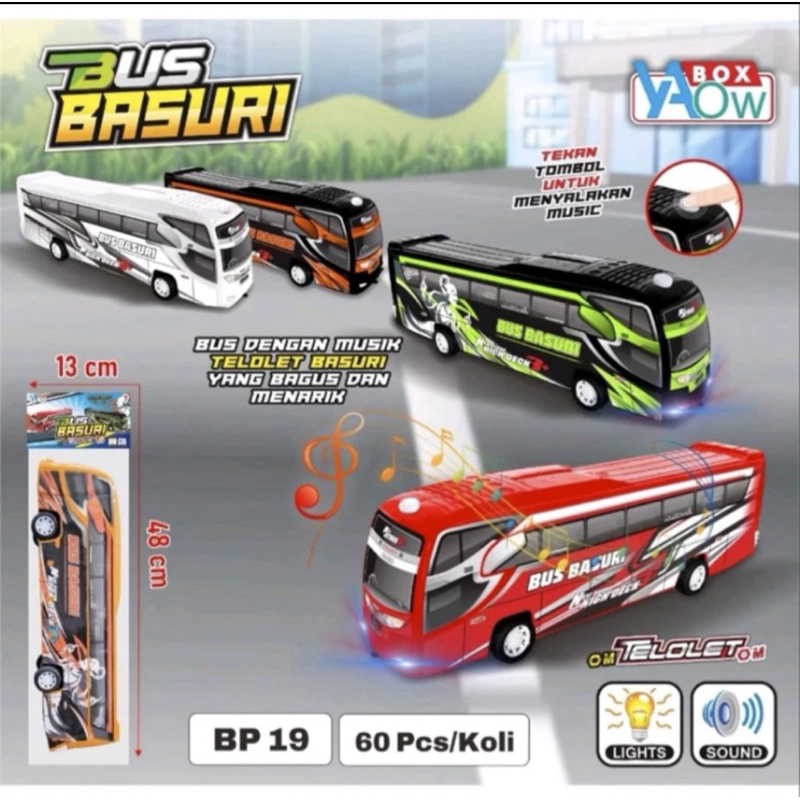 Mainan bus basuri telolet/bis basuri musik/bis bus telolet basuri tayo