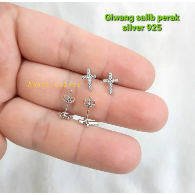 Anting tusuk salib perak silver 925 giwang salib dewasa