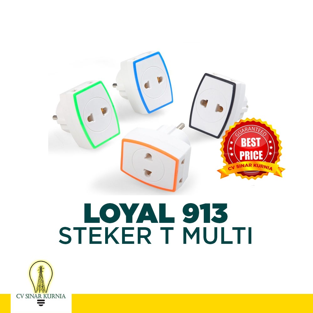 LOYAL LY-913 Steker T Multi Warna Colokan 3 Cabang Stop Kontak SNI ORI