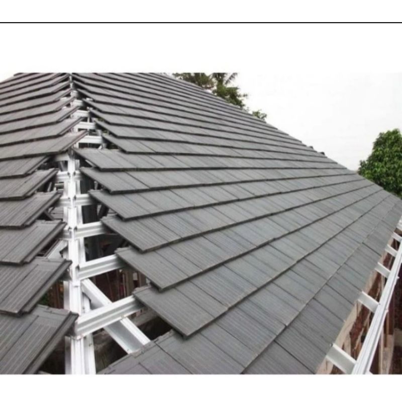 genteng flat beton minimalis/atap rumah modern warna abu natural hitam merah anti tampias