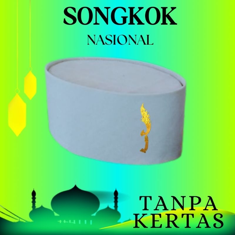 TANPA KERTAS peci kopiah songkok nasional peci Putih logo kujang emas