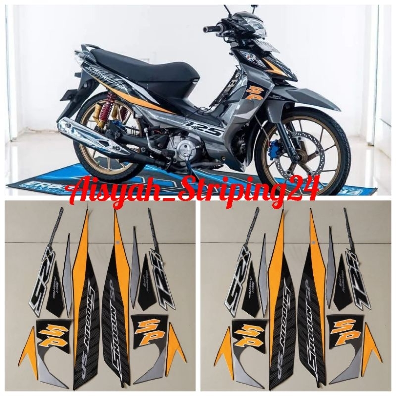 STIKER STRIPING LIS BODY SHOGUN SP 125 2008-2009 HITAM SILVER STANDAR