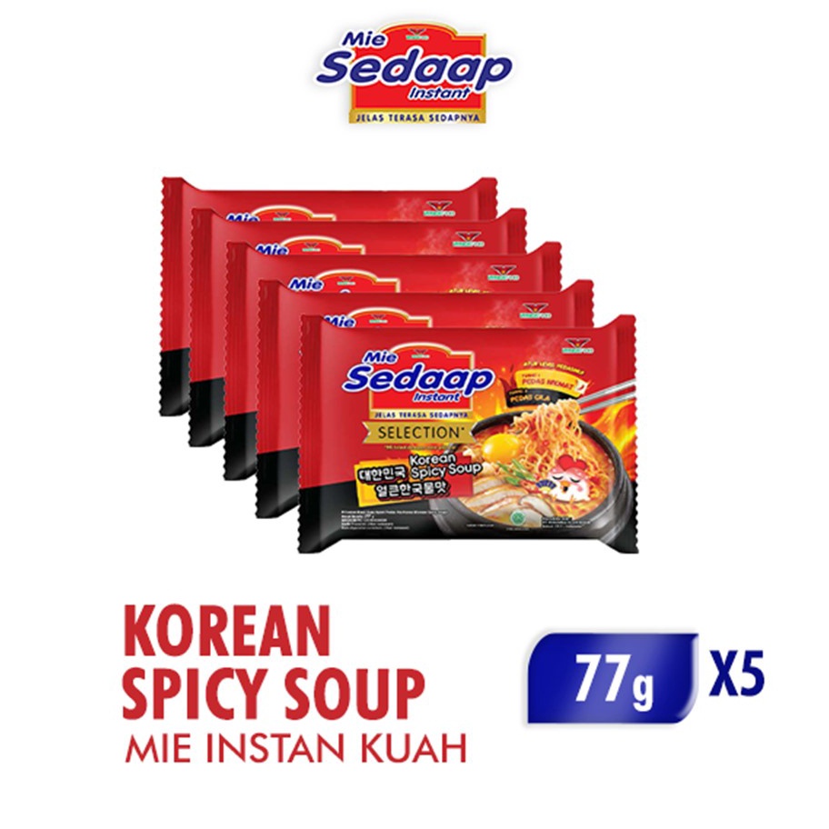 

Sedaap Mie Instan Korean Spicy Soup Bag 77 gr x5