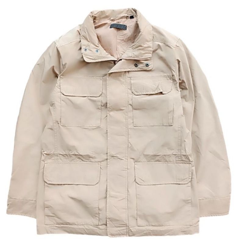 Uniqlo Jaket Pria Water Repellent Warna Cream Original Size M