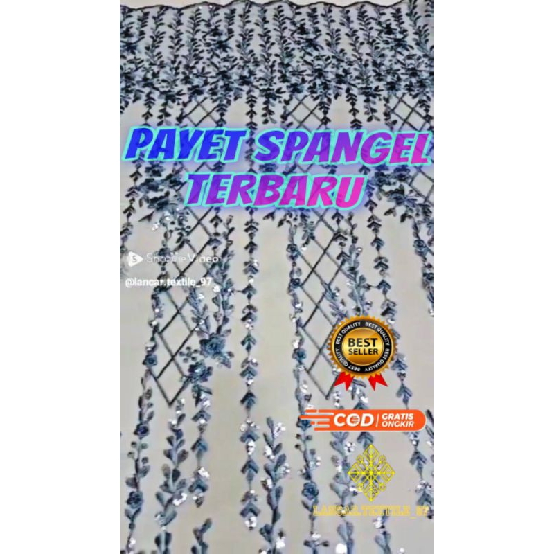kain Tile payet premium/kain tulle payet mewah/Bahan kebaya/DLL....