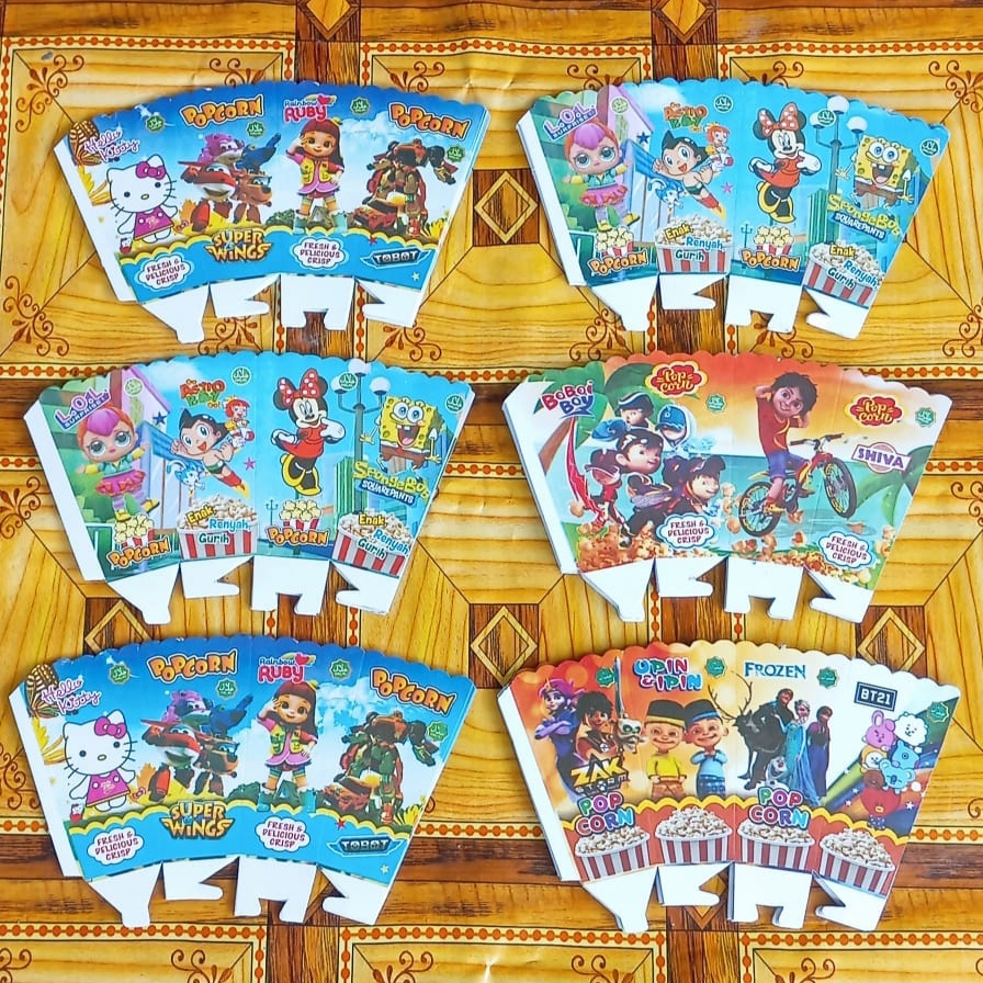 

500 Lembar bungkus popcorn / Kemasan popcorn / Wadah pop corn / Kotak popcorn 12 x 6 cm