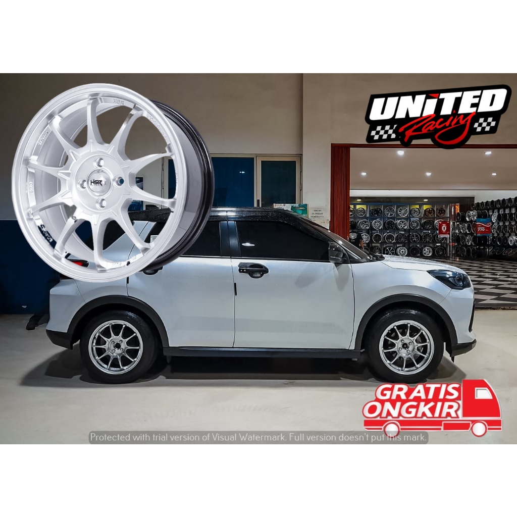 VELG RACING MOBIL RAIZE ROCKY RING 17 HSR BOROKO SRD R17 HYPER SILVER PELEK CE28 4X100