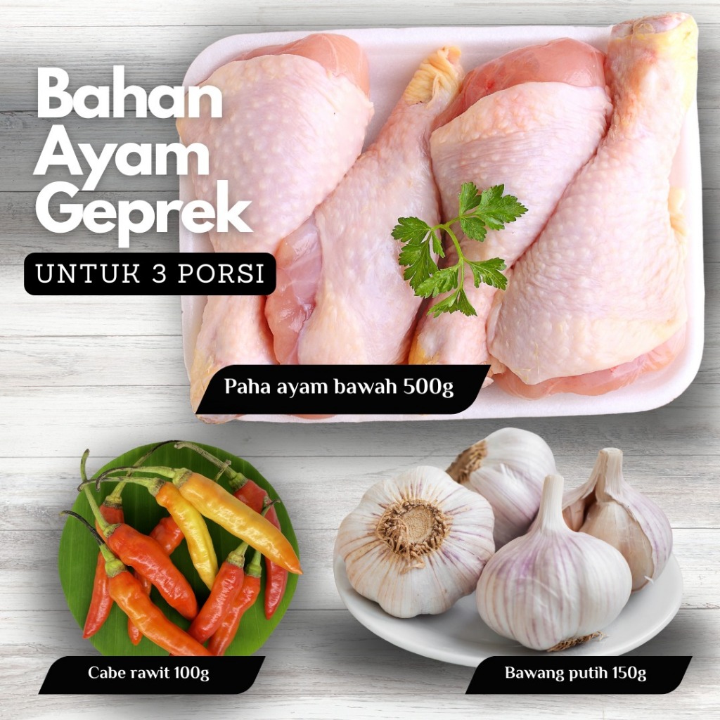 

Paket bahan masak ayam geprek juara 01